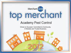 Academy Pest Control Top Merchant 2012 award badge